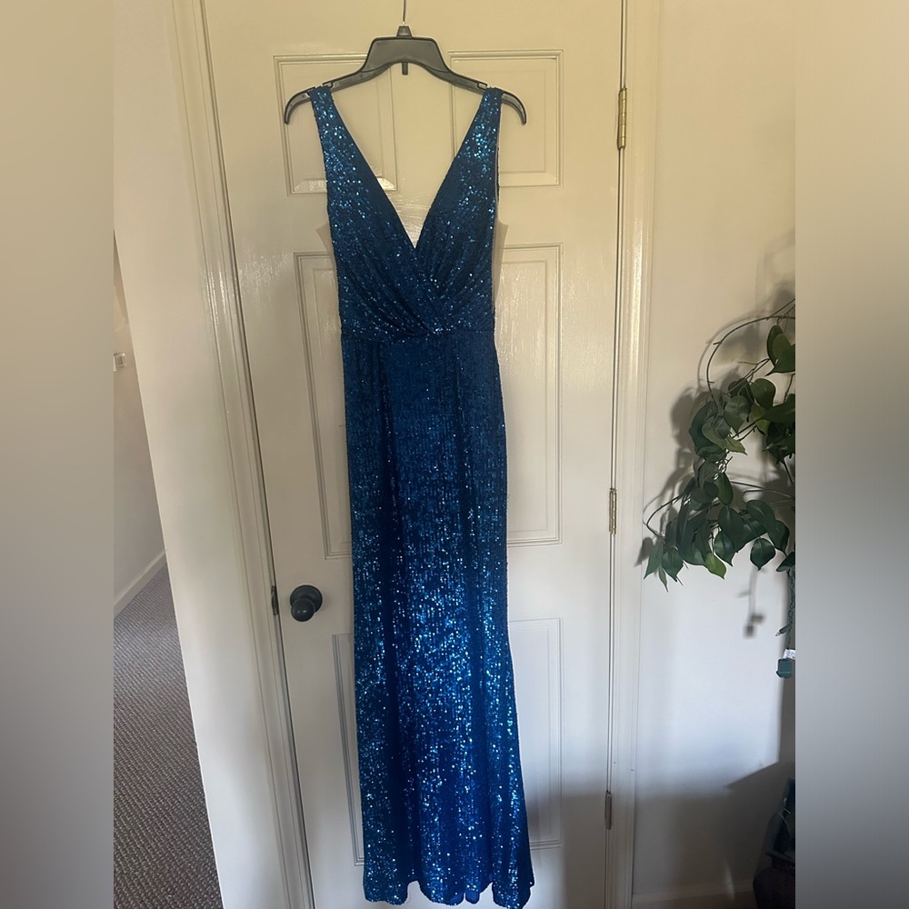 NWT JOVANI Sequined Royal Blue Gown Size 6